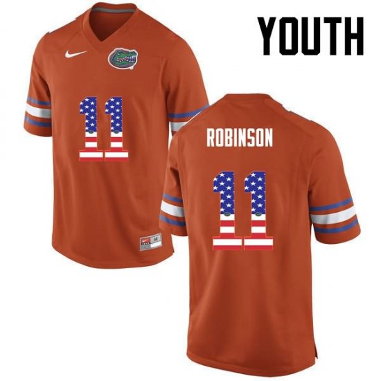 Youth Florida Gators #11 Demarcus Robinson NCAA Nike Orange USA Flag Fashion Authentic Stitched College Football Jersey FGW0362HY